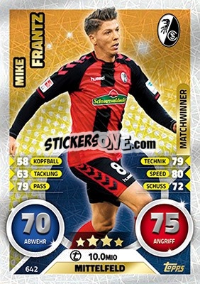 Sticker Mike Frantz - German Fussball Bundesliga 2016-2017. Match Attax Extra n. 642 - Topps