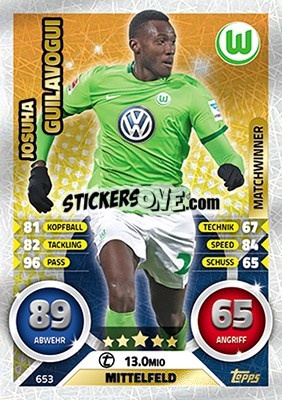 Sticker Josuha Guilavogui - German Fussball Bundesliga 2016-2017. Match Attax Extra - Topps