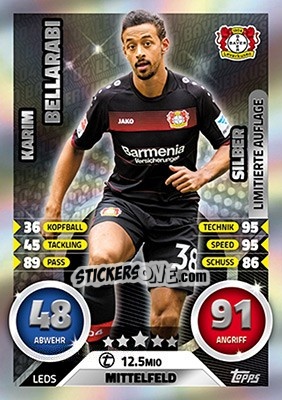 Sticker Karim Bellarabi - German Fussball Bundesliga 2016-2017. Match Attax Extra - Topps