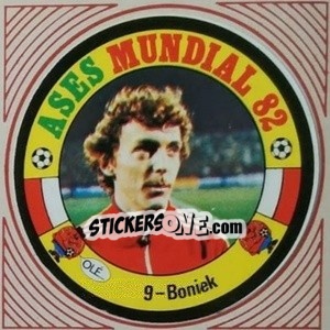 Sticker Boniek - Ases Mundiales. España 82 - Reyauca