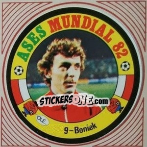 Sticker Boniek - Ases Mundiales. España 82 n. 9 - Reyauca