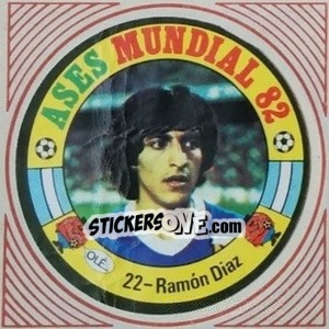 Cromo Ramón Diaz - Ases Mundiales. España 82 - Reyauca