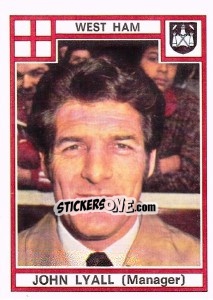 Cromo John Lyall - UK Football 1977-1978 - Panini
