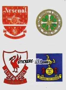 Sticker Badge (Celtic), Badge (Arsenal), Badge (Tottenham Hotspur), Badge (Liverpool) - UK Football 1990-1991 n. A - Panini
