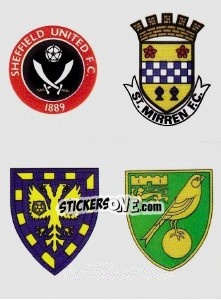Sticker Badge (St. Mirren), Badge (Sheffield United), Badge (Norwich City), Badge (Wimbledon)