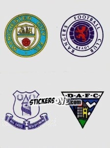 Sticker Badge (Rangers), Badge (Manchester City), Badge (Dunfermline Athletic), Badge (Everton) - UK Football 1990-1991 n. D - Panini