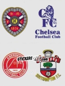 Sticker Badge (Chelsea), Badge (Heart of Midlothian), Badge (Southampton), Badge (Aberdeen)