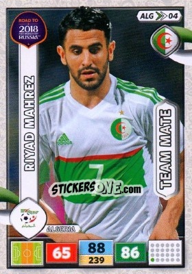 Sticker Riyad Mahrez - Road to 2018 FIFA World Cup Russia. Adrenalyn XL n. ALG04 - Panini