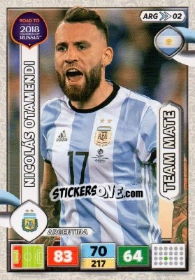 Sticker Nicolás Otamendi - Road to 2018 FIFA World Cup Russia. Adrenalyn XL n. ARG02 - Panini