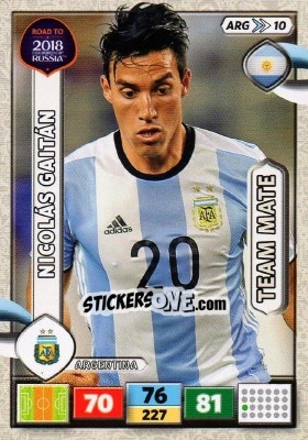 Sticker Nicolás Gaitán - Road to 2018 FIFA World Cup Russia. Adrenalyn XL - Panini