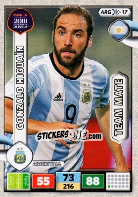 Sticker Gonzalo Higuaín - Road to 2018 FIFA World Cup Russia. Adrenalyn XL n. ARG17 - Panini