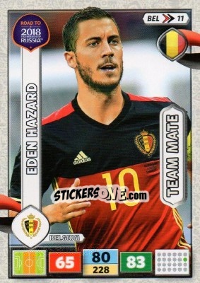 Sticker Eden Hazard - Road to 2018 FIFA World Cup Russia. Adrenalyn XL n. BEL11 - Panini