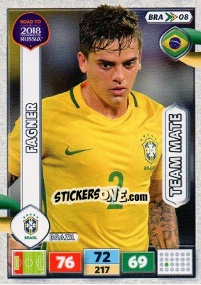 Sticker Fagner - Road to 2018 FIFA World Cup Russia. Adrenalyn XL n. BRA08 - Panini