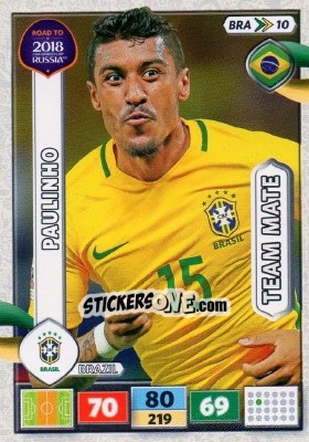 Sticker Paulinho - Road to 2018 FIFA World Cup Russia. Adrenalyn XL n. BRA10 - Panini