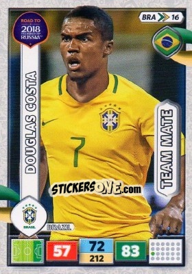 Sticker Douglas Costa - Road to 2018 FIFA World Cup Russia. Adrenalyn XL n. BRA16 - Panini