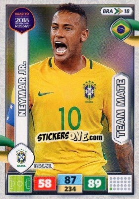 Sticker Neymar Jr - Road to 2018 FIFA World Cup Russia. Adrenalyn XL n. BRA18 - Panini