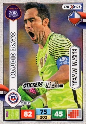 Sticker Claudio Bravo - Road to 2018 FIFA World Cup Russia. Adrenalyn XL n. CHI01 - Panini