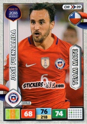 Sticker José Fuenzalida - Road to 2018 FIFA World Cup Russia. Adrenalyn XL n. CHI09 - Panini