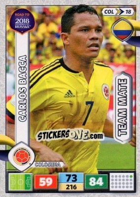 Sticker Carlos Bacca - Road to 2018 FIFA World Cup Russia. Adrenalyn XL n. COL18 - Panini