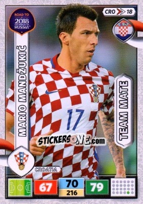 Sticker Mario Mandžukic - Road to 2018 FIFA World Cup Russia. Adrenalyn XL n. CRO18 - Panini
