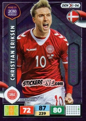 Sticker Christian Eriksen - Road to 2018 FIFA World Cup Russia. Adrenalyn XL n. DEN06 - Panini