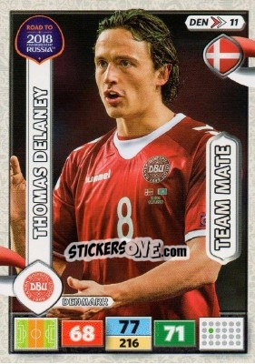Sticker Thomas Delaney - Road to 2018 FIFA World Cup Russia. Adrenalyn XL n. DEN11 - Panini
