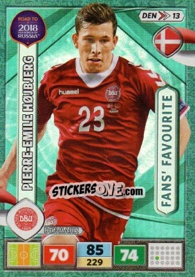 Sticker Pierre-Emile Hojbjerg - Road to 2018 FIFA World Cup Russia. Adrenalyn XL n. DEN13 - Panini