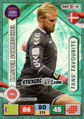 Sticker Kasper Schmeichel - Road to 2018 FIFA World Cup Russia. Adrenalyn XL n. DEN14 - Panini