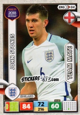 Sticker John Stones - Road to 2018 FIFA World Cup Russia. Adrenalyn XL n. ENG04 - Panini