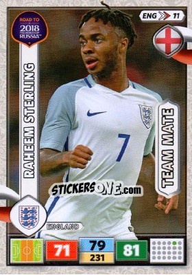 Figurina Raheem Sterling - Road to 2018 FIFA World Cup Russia. Adrenalyn XL - Panini