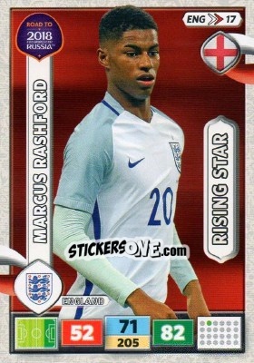 Sticker Marcus Rashford - Road to 2018 FIFA World Cup Russia. Adrenalyn XL - Panini