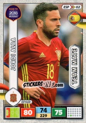 Sticker Jordi Alba - Road to 2018 FIFA World Cup Russia. Adrenalyn XL n. ESP02 - Panini