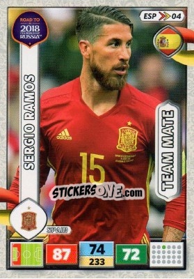 Sticker Sergio Ramos - Road to 2018 FIFA World Cup Russia. Adrenalyn XL n. ESP04 - Panini