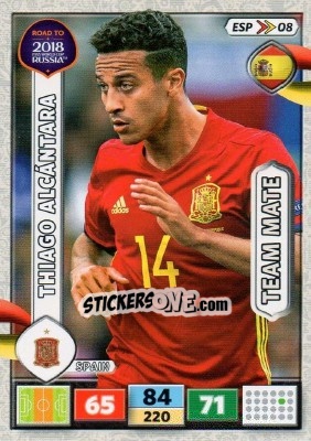 Sticker Thiago Alcántara - Road to 2018 FIFA World Cup Russia. Adrenalyn XL n. ESP08 - Panini