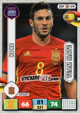 Sticker Koke - Road to 2018 FIFA World Cup Russia. Adrenalyn XL n. ESP09 - Panini