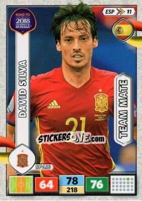 Sticker David Silva - Road to 2018 FIFA World Cup Russia. Adrenalyn XL n. ESP11 - Panini
