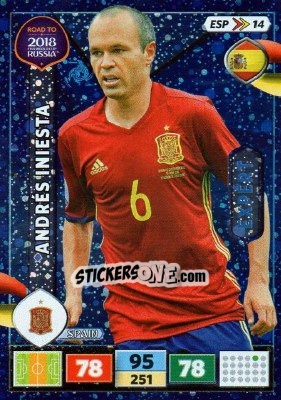 Sticker Andrés Iniesta - Road to 2018 FIFA World Cup Russia. Adrenalyn XL n. ESP14 - Panini