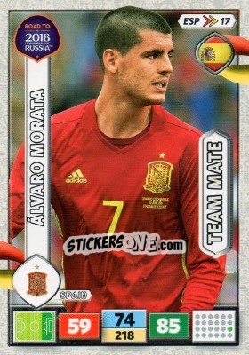 Sticker Álvaro Morata - Road to 2018 FIFA World Cup Russia. Adrenalyn XL n. ESP17 - Panini