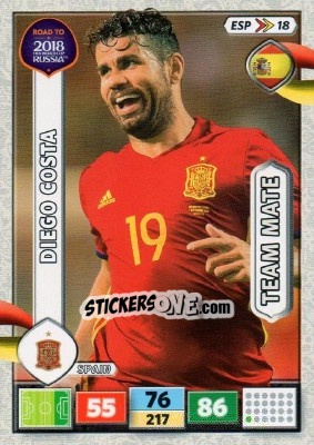 Sticker Diego Costa - Road to 2018 FIFA World Cup Russia. Adrenalyn XL n. ESP18 - Panini