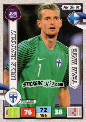 Sticker Lukas Hradecky - Road to 2018 FIFA World Cup Russia. Adrenalyn XL n. FIN01 - Panini