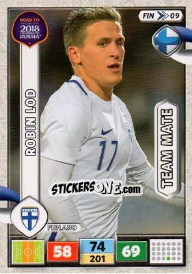 Sticker Robin Lod - Road to 2018 FIFA World Cup Russia. Adrenalyn XL n. FIN09 - Panini