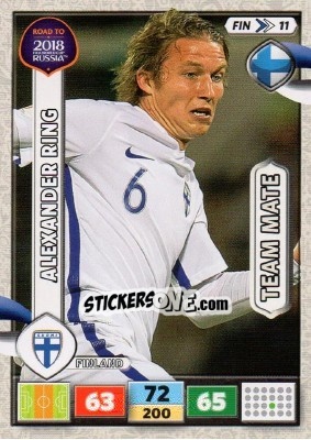 Sticker Alexander Ring - Road to 2018 FIFA World Cup Russia. Adrenalyn XL n. FIN11 - Panini