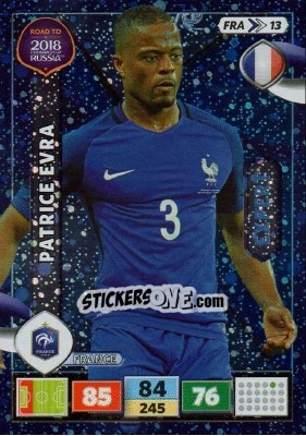 Sticker Patrice Evra - Road to 2018 FIFA World Cup Russia. Adrenalyn XL n. FRA13 - Panini