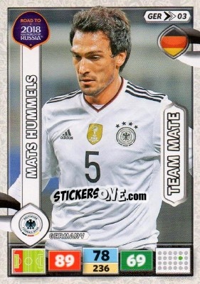 Sticker Mats Hummels - Road to 2018 FIFA World Cup Russia. Adrenalyn XL - Panini