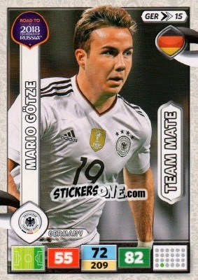 Sticker Mario Götze - Road to 2018 FIFA World Cup Russia. Adrenalyn XL n. GER15 - Panini