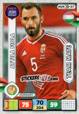 Sticker Attila Fiola - Road to 2018 FIFA World Cup Russia. Adrenalyn XL n. HUN07 - Panini