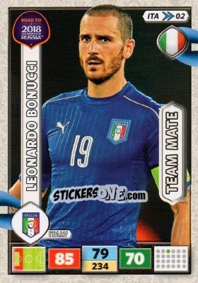 Sticker Leonardo Bonucci - Road to 2018 FIFA World Cup Russia. Adrenalyn XL n. ITA02 - Panini