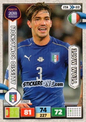 Sticker Alessio Romagnoli - Road to 2018 FIFA World Cup Russia. Adrenalyn XL n. ITA03 - Panini