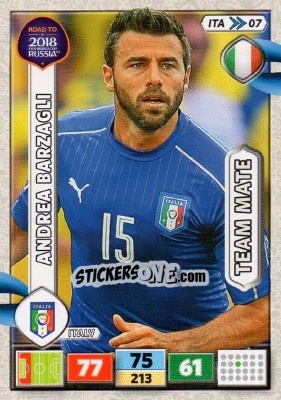 Sticker Andrea Barzagli - Road to 2018 FIFA World Cup Russia. Adrenalyn XL n. ITA07 - Panini