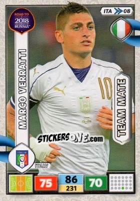 Sticker Marco Verratti - Road to 2018 FIFA World Cup Russia. Adrenalyn XL n. ITA08 - Panini